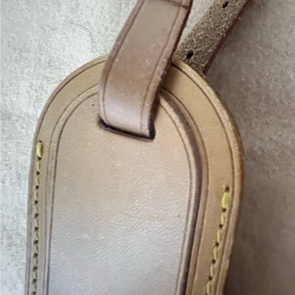 Louis Vuitton Tan Leather Tag with Yellow Stitching - Picture 2 of 4
